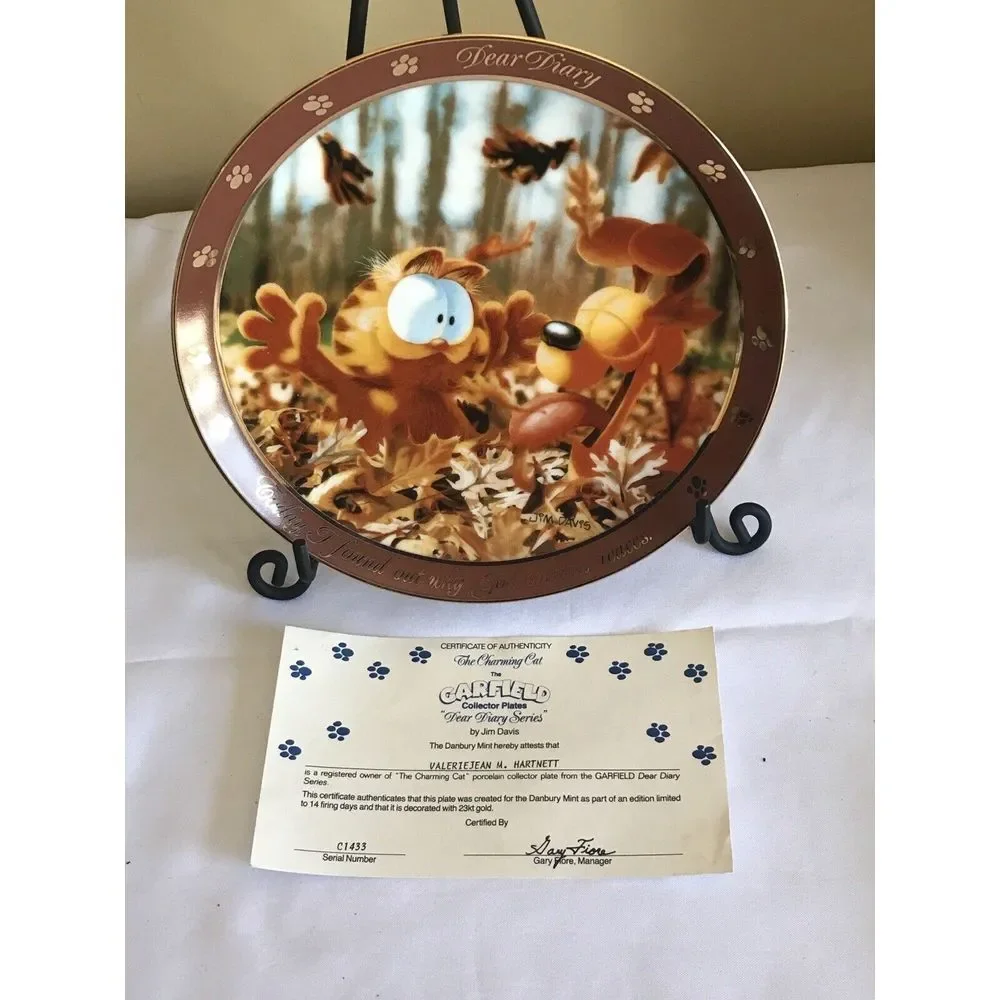 Garfield Dear Diary Series Danbury collector‎ plate GOD CREATED LEAVES W/CERT